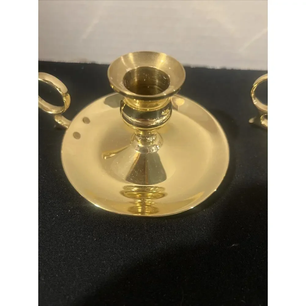 Baldwin Solid Brass Chamberstick Candlestick Candle Holders Pair Vintage Finger